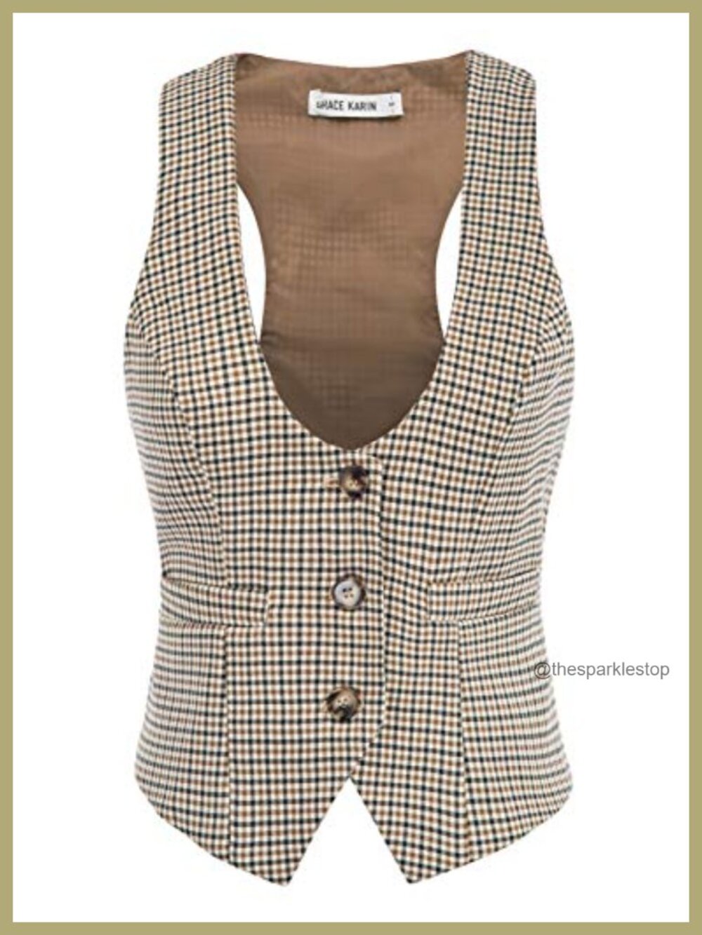 Sleeveless Button-up Waistcoat Vest with Pockets for Office Work